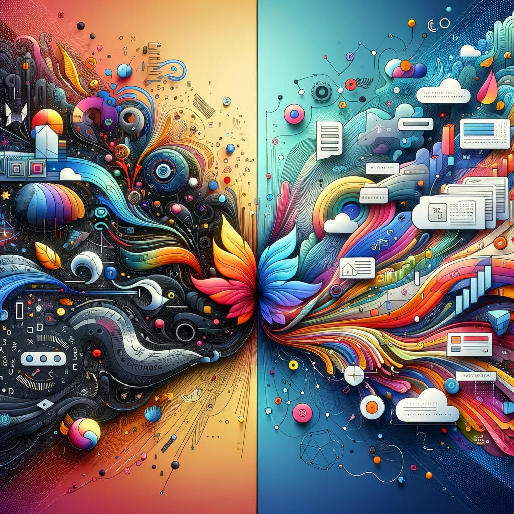 Abstract image that symbolises the difference between copywriting and UX writing