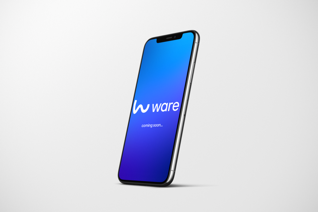 Mockup of a phone with ware logo